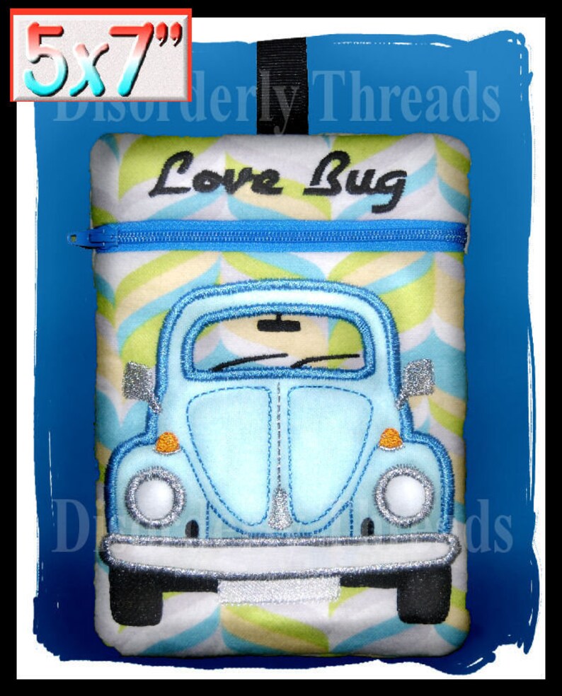 Retro Bug Car Zippered Bag 5×7 xxx vip pes jef hus exp dst