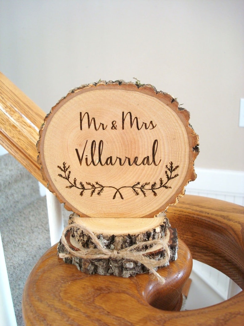 Rustic Wood Wedding Cake Topper