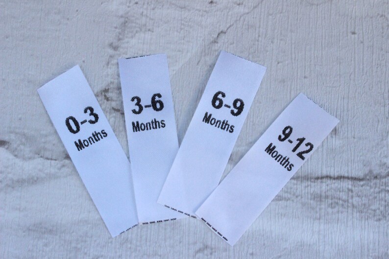 Sew in Size Labels Baby Clothes Labels 15mm Polyester