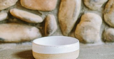 Stoneware Ceramic Dog Bowl // White and Clay // Pottery Dog