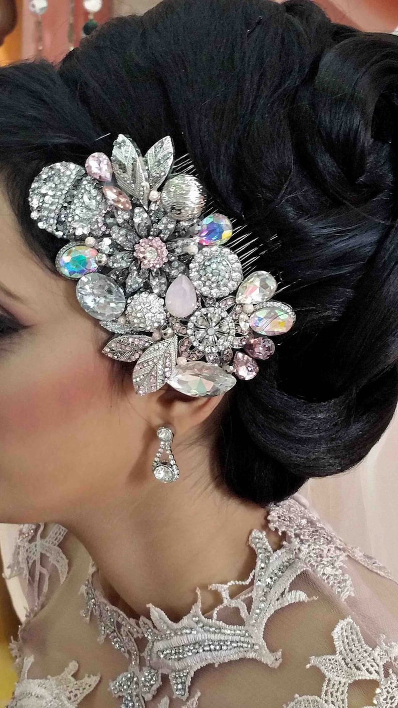 Swarovski crystal Blush Pink and Silver grey AB Classic Gatsby