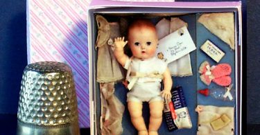 Tiny Tears Layette Doll Box 1950s  Dollhouse Miniature  1:12