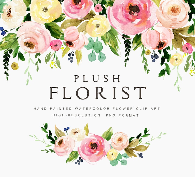 Watercolor flower clipart-Plush Florist/Small Set/Individual