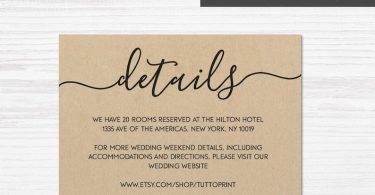Wedding details card template for rustic wedding Wedding