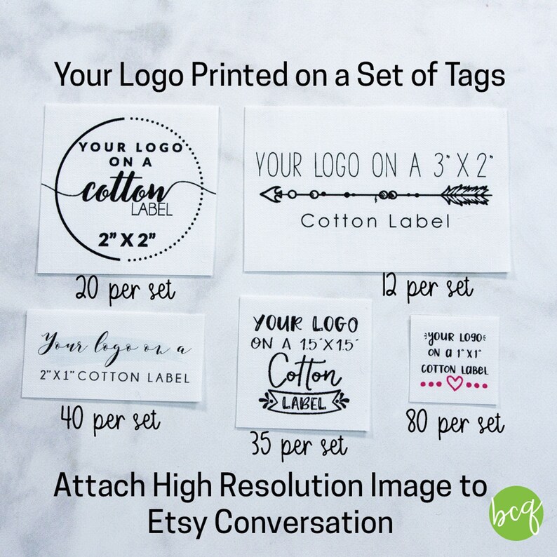 Your logo on cotton tags print your image on a label set