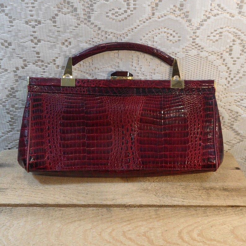 Alligator Crockodile clutch Faux reptile handbag womens purse