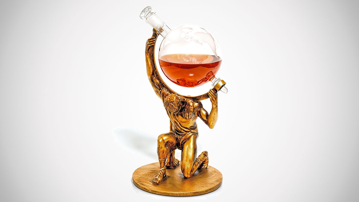 Atlas Etched Globe Liquor Decanter