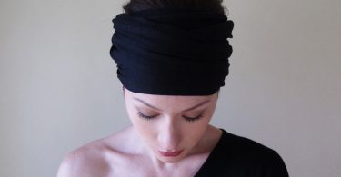 BLACK Head Scarf EcoShag Head Wrap Extra Wide Headbands for