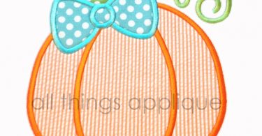 Bow Pumpkin Applique Design  4 Sizes  INSTANT DOWNLOAD