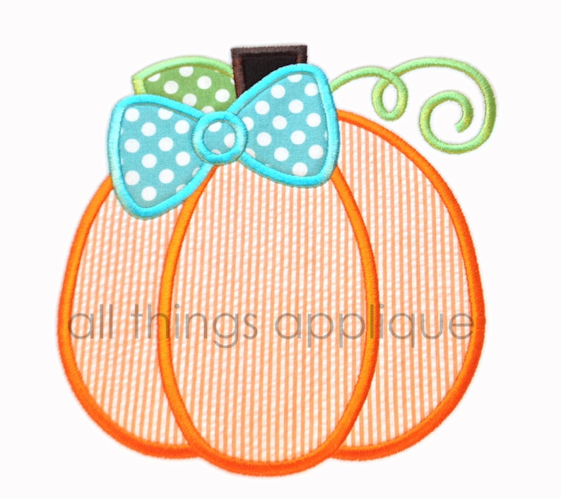 Bow Pumpkin Applique Design  4 Sizes  INSTANT DOWNLOAD