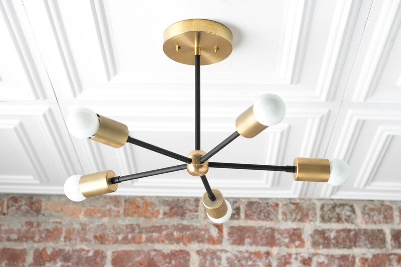 Chandelier Lighting  Gold Ceiling Lamp  Geometric Fixtures