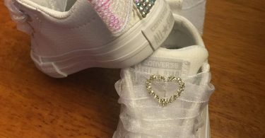 Custom White Leather Jeweled Converse