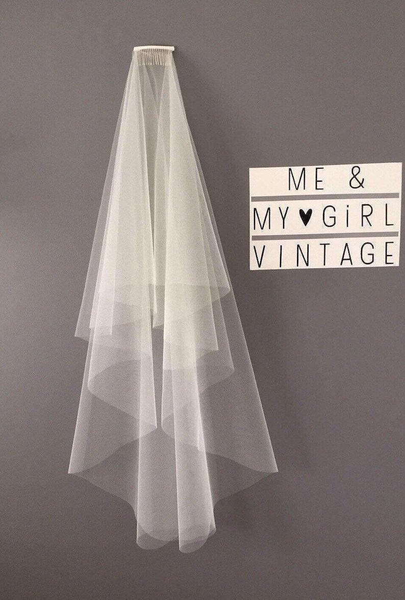 Cut edged sheer and simple wedding veil