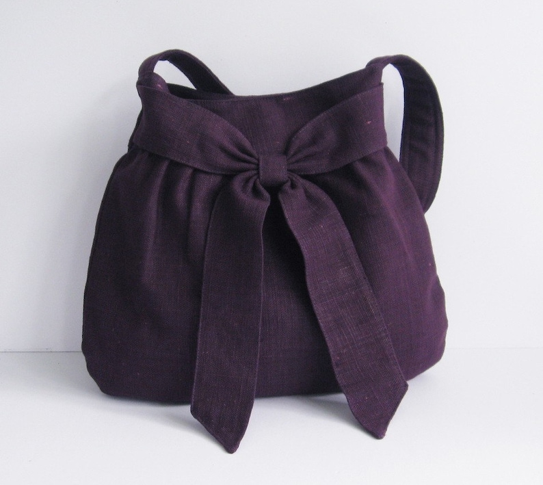 Deep Purple Hemp Purse  Shoulder Bag women fabric tote