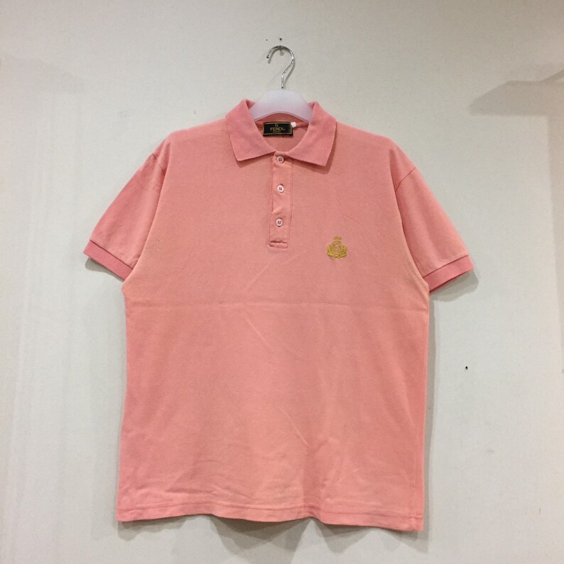 FENDI polo shirt spell out embroidered small logo.. vintage