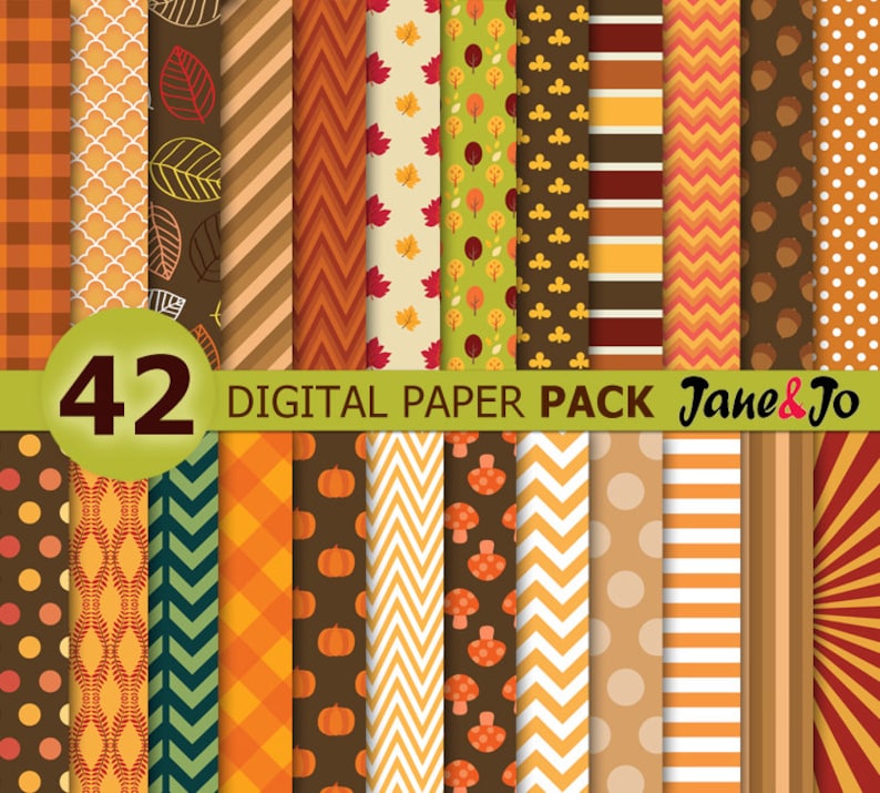 Fall Digital Paper  fall paper Fall Patterns  Autumn