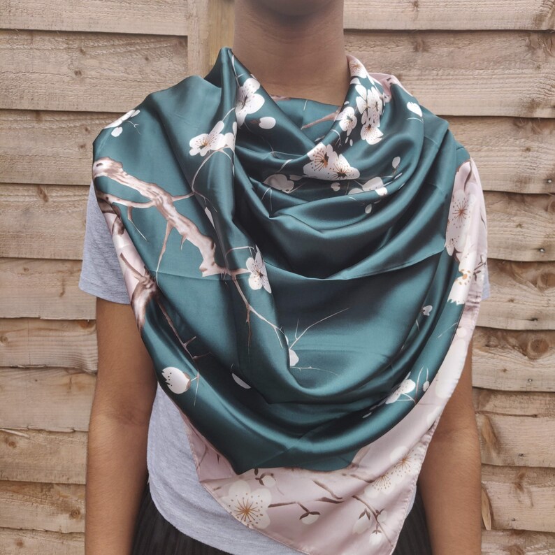 Fashion Women Square Shawl Satin Silk Head Neck Scarf