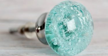 Glass Drawer Knobs with bubbles in Light Blue  Glass Knobs