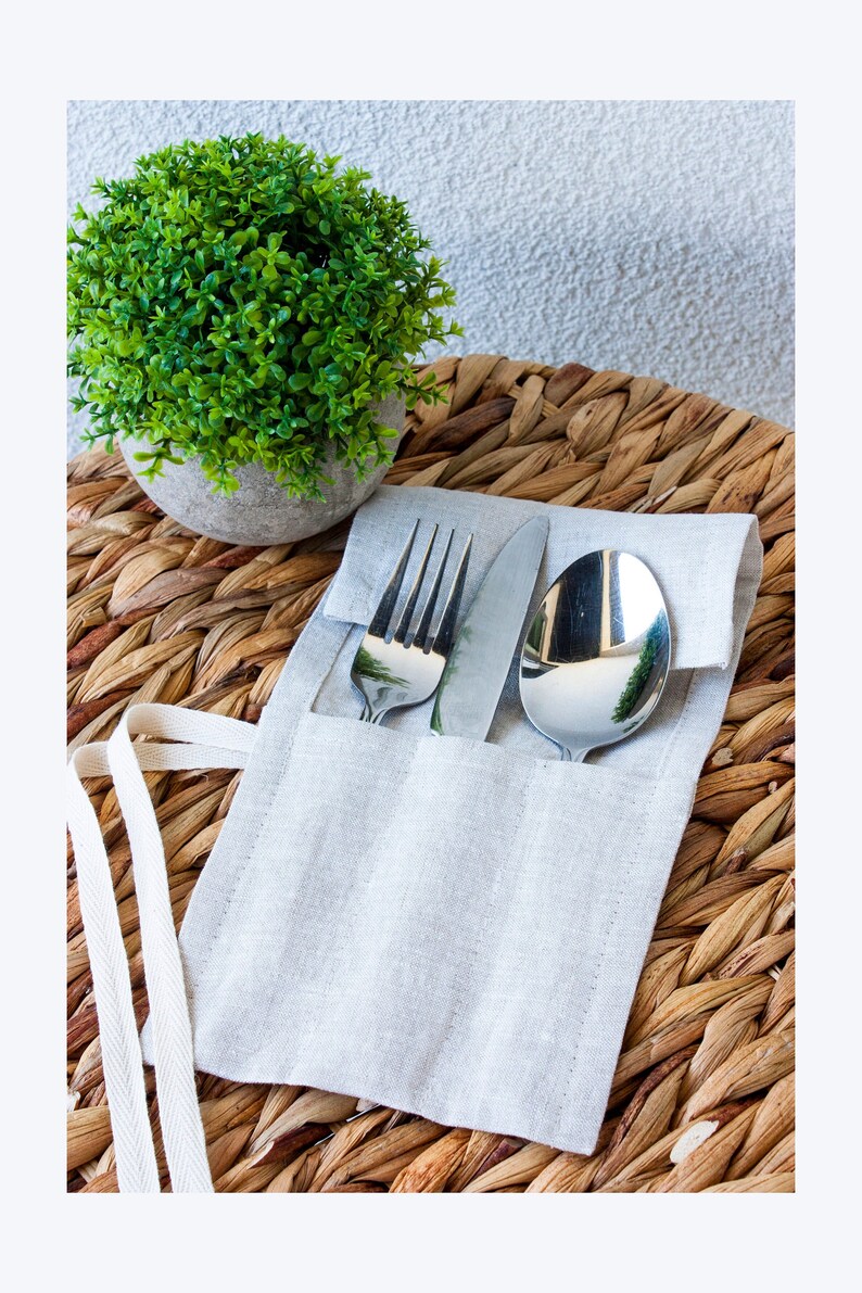 Linen Cutlery Roll  Cutlery Wrap  Cutlery Pouch  Cutlery