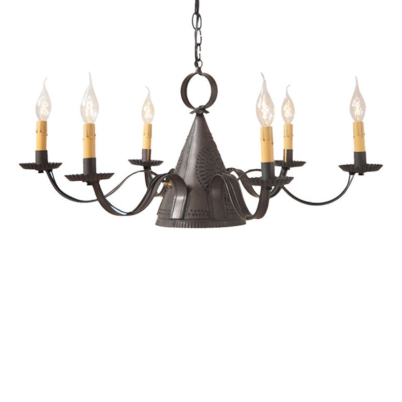 Madison Chandelier in Kettle Black  6 Light Farmhouse