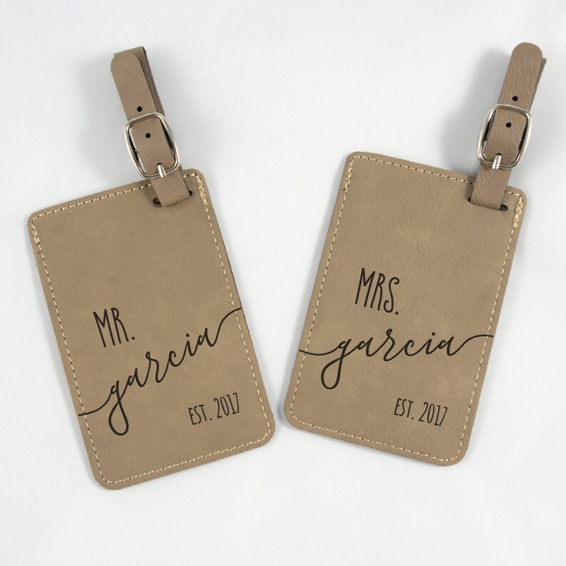Mr and Mrs Personalized Luggage Tags  Leatherette Bag Tag