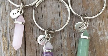 Personalized Crystal Initial Keychain Gemstone Initial