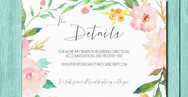 Printable Wedding Information Card wedding details card