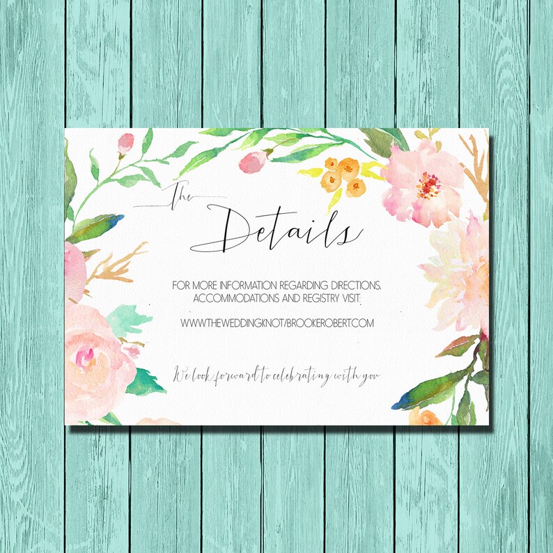 Printable Wedding Information Card wedding details card