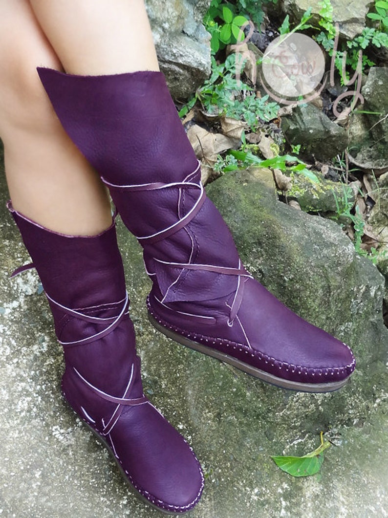Purple Leather Moccasins Moccasins Women Moccasins