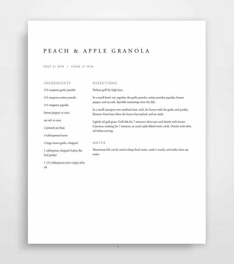 Recipe Book Template Printable Recipe Binder Family Cookbook