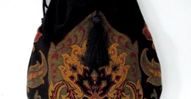 Tapestry Boho Bag  Drawstring Bag  Black Velvet Bag  Bohemian