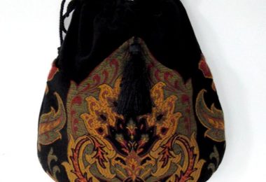 Tapestry Boho Bag  Drawstring Bag  Black Velvet Bag  Bohemian