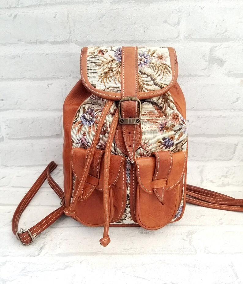 Travel Gift small leather backpack Vintage back to school