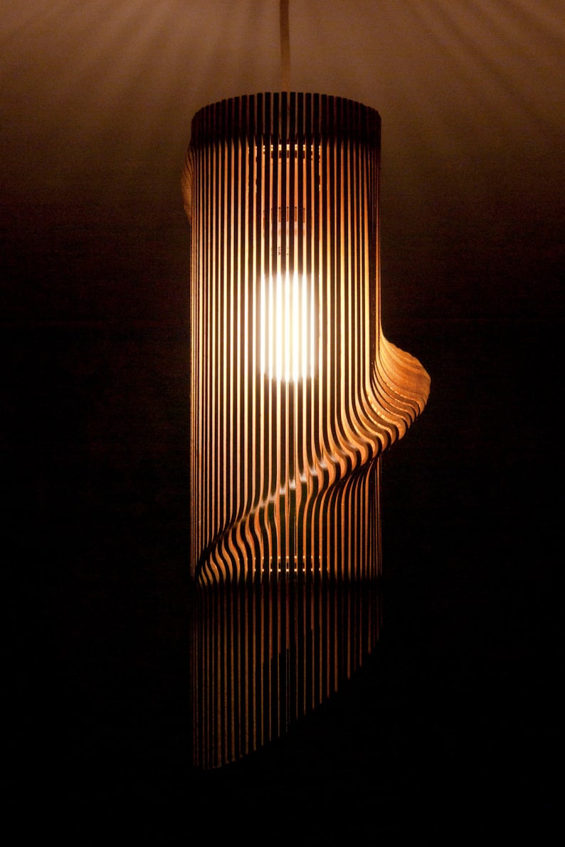 Twisted Lasercut Wooden Lampshade No.1