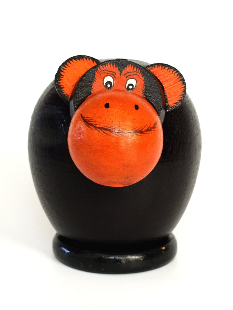 Unique Handmade Wooden Monkey Cute Coin Piggy Bank Statue