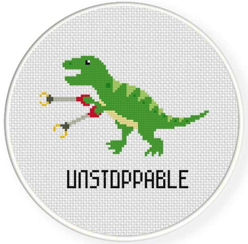 Unstoppable Trex PDF Cross Stitch Pattern Needlecraft