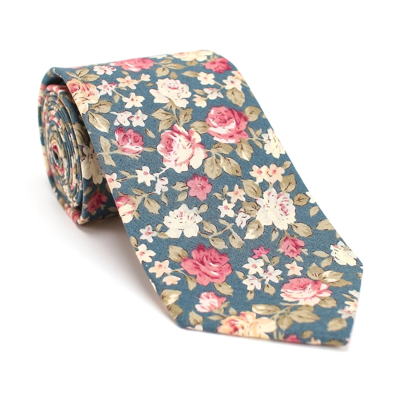 Wedding Floral Tie Green Floral Ties Mens Neck Tie Floral