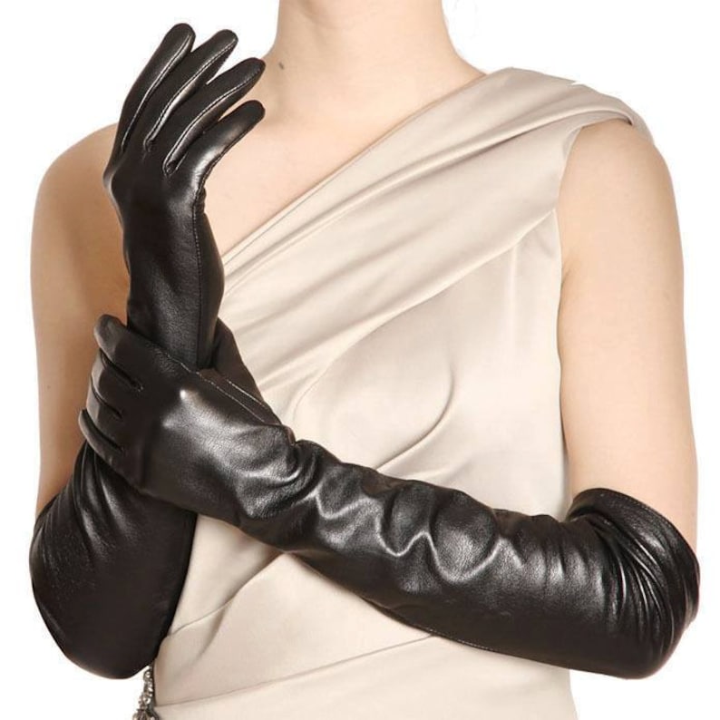Women’s elegant and classic long leather gloves-warm and