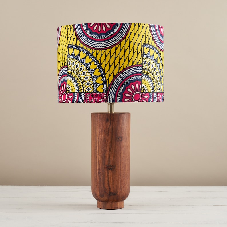 African wax print drum lampshade geometric pattern statement