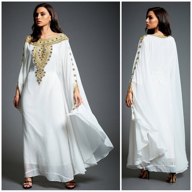 Amira Abaya Caftan Gold Embellished Kaftan Dress Kaftan Maxi