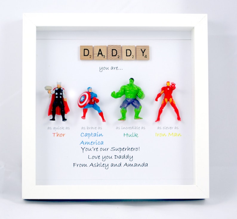 Avengers Superhero figures frame gift. Ideal for dad brother