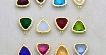 Birthstone Jewel Charms Triangle Faceted Glass in 24k GOLD