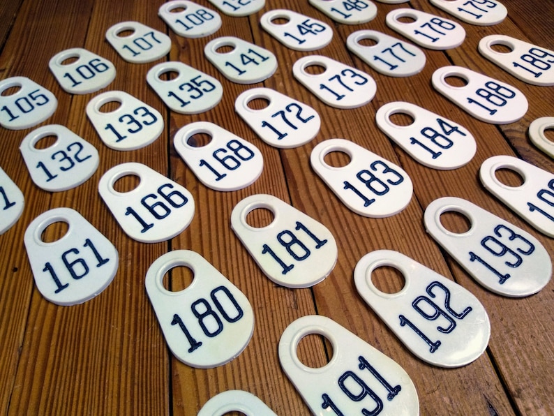 Black & White Cow Tags with Assorted Numbers   Vintage