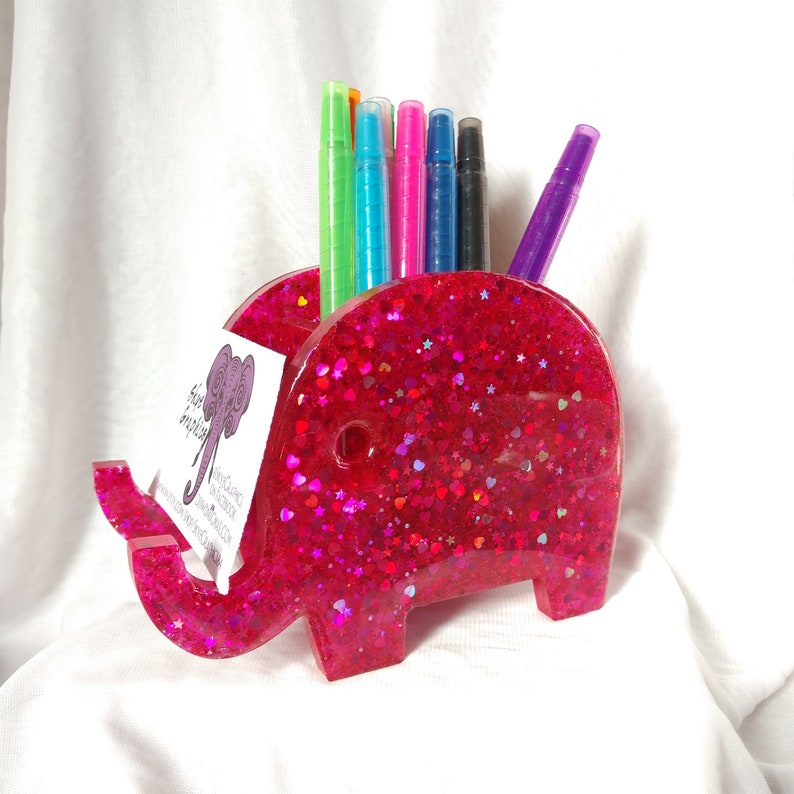Business card holder phone holder pencil box glitter elephant