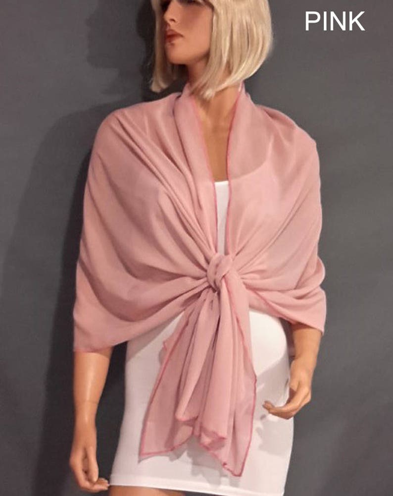 Chiffon pull thru wrap wedding shawl scarf sheer cover up long