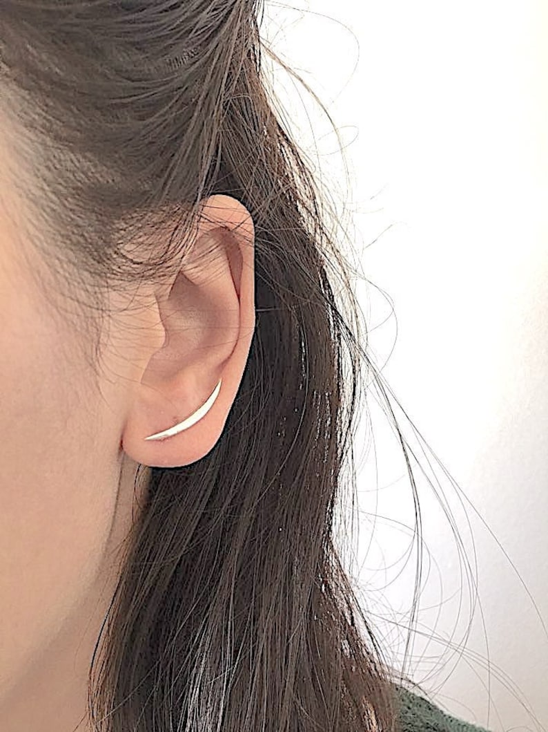 Crescent Moon Ear Climbers Moon Earrings Silver Ear