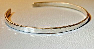 Dainty Sterling silver cuff Bracelet forged from round wire