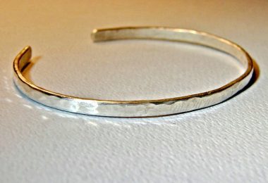 Dainty Sterling silver cuff Bracelet forged from round wire