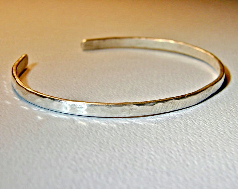 Dainty Sterling silver cuff Bracelet forged from round wire