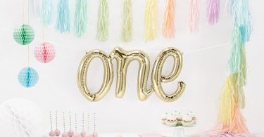 Giant One Balloon  White Gold Champagne Script